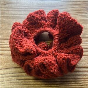 Rustic orange crochet Hair Scrunchie